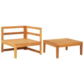 2-delige Loungeset met cr&egrave;mewitte kussens acaciahout 3