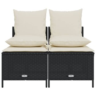 4-delige Loungeset met kussens poly rattan zwart 3