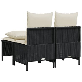 4-delige Loungeset met kussens poly rattan zwart 5