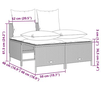 4-delige Loungeset met kussens poly rattan zwart 7