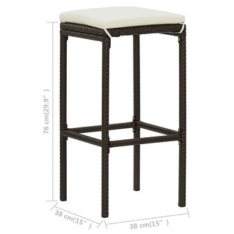 3-delige Barset poly rattan bruin 10