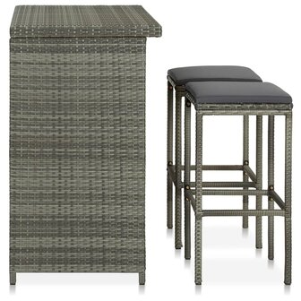 3-delige Barset poly rattan grijs 3