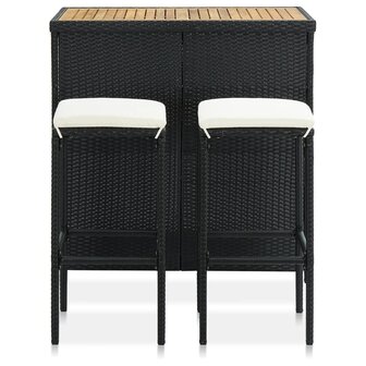 3-delige Barset poly rattan zwart 2