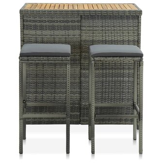 3-delige Barset poly rattan grijs 2