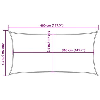 Zonnezeil 160 g/m&sup2; rechthoekig 2x4 m HDPE zandkleurig 9