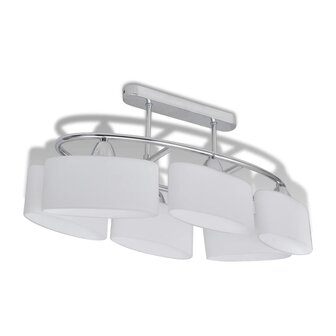 Plafondlamp met ellipsvormige glazen kappen 6xE14  2