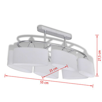 Plafondlamp met ellipsvormige glazen kappen 6xE14  6