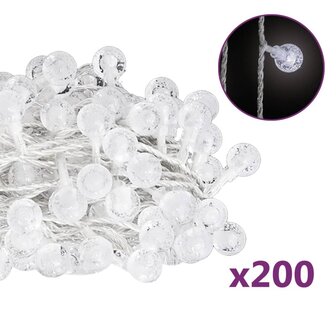 Lichtsnoer met 200 LED&amp;apos;s 8 functies koudwit 20 m 2
