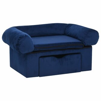 Hondenbank met lade 75x50x38 cm pluche blauw 2