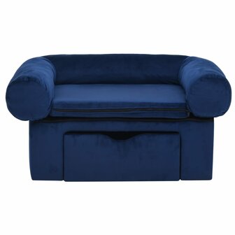Hondenbank met lade 75x50x38 cm pluche blauw 3