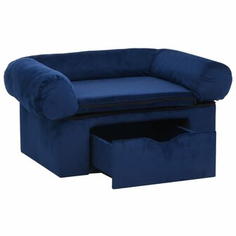 Hondenbank met lade 75x50x38 cm pluche blauw 4