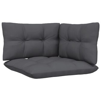 3-delige Loungeset met kussens massief grenenhout grijs 9