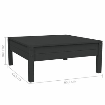 3-delige Loungeset met kussens massief grenenhout zwart 11