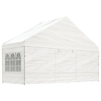 Prieel met dak 5,88x2,23x3,75 m polyetheen wit 1