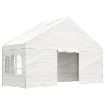 Prieel met dak 5,88x2,23x3,75 m polyetheen wit 2