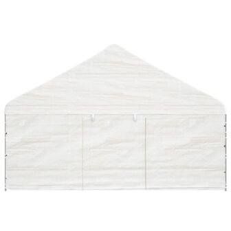 Prieel met dak 5,88x2,23x3,75 m polyetheen wit 3