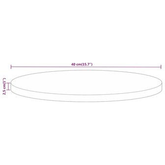 Tafelblad rond &Oslash; 40x2,5 cm massief ruw mangohout 8