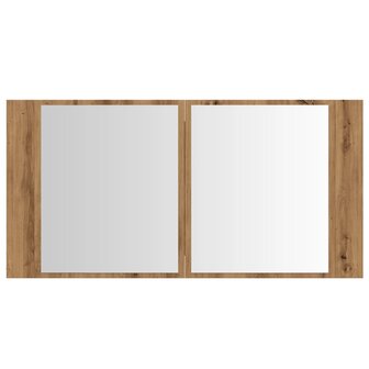 Spiegelkast LED 90x12x45 cm bewerkt hout artisanaal eikenkleur 7