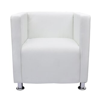 Fauteuil kubus kunstleer wit 2