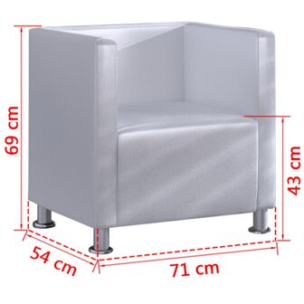 Fauteuil kubus kunstleer wit 5