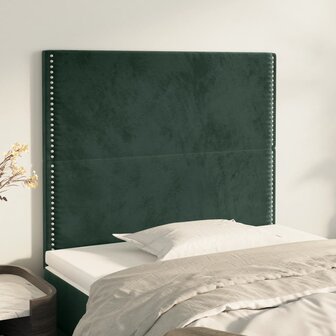 Hoofdborden 2 st 90x5x78/88 cm fluweel donkergroen 1