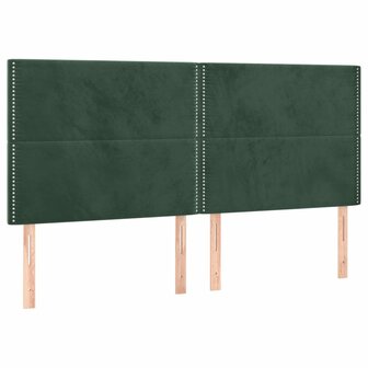 Hoofdborden 4 st 90x5x78/88 cm fluweel donkergroen 2