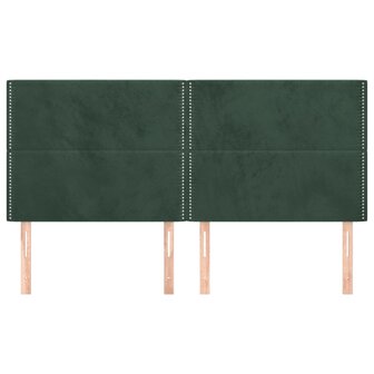 Hoofdborden 4 st 90x5x78/88 cm fluweel donkergroen 3