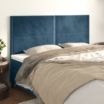 Hoofdborden 4 st 90x5x78/88 cm fluweel donkerblauw 1
