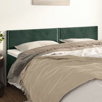 Hoofdborden 2 st 90x5x78/88 cm fluweel donkergroen 1