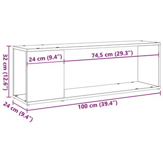 Tv-meubel 100x24x32 cm bewerkt hout oud houtkleurig 9