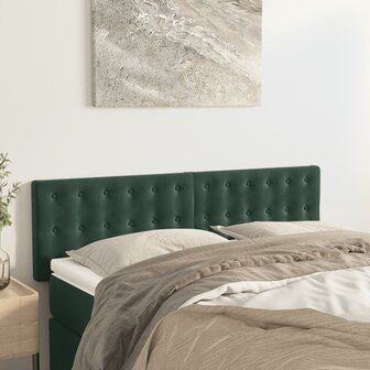 Hoofdborden 2 st 72x5x78/88 cm fluweel donkergroen 1
