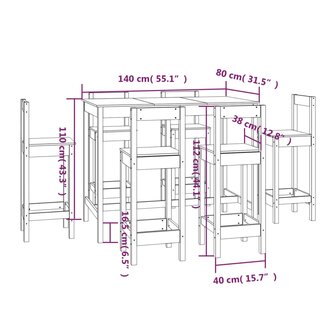 7-delige Barset massief grenenhout 9