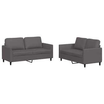 2-delige Loungeset met kussens kunstleer grijs 2