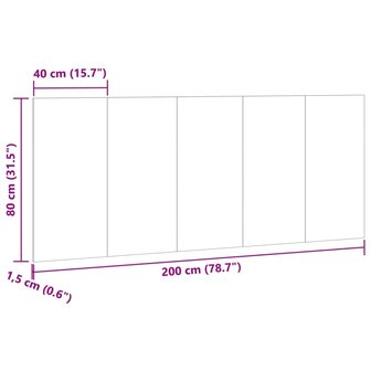 Hoofdeinde 200x1,5x80 cm bewerkt hout artisanaal eikenkleur 7