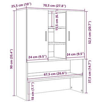 Wasmachinekast 70,5x25,5x90 cm artisanaal eikenkleur 10