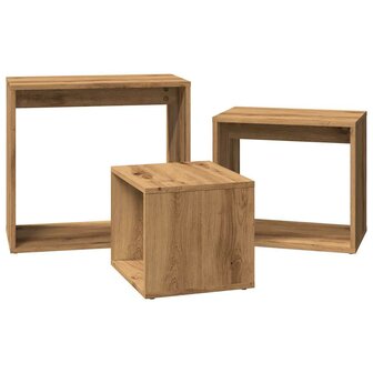 3-delige Tafeltjesset bewerkt hout artisanaal eikenkleur 5