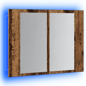 Spiegelkast LED 60x12x45 cm bewerkt hout oud houtkleurig 3