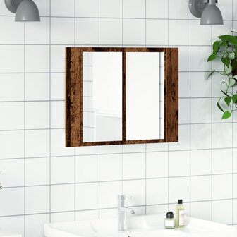 Spiegelkast LED 60x12x45 cm bewerkt hout oud houtkleurig 4