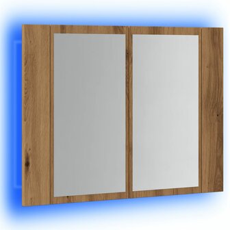 Spiegelkast LED 60x12x45 cm bewerkt hout artisanaal eikenkleur 3