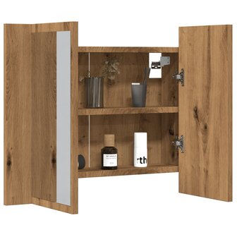 Spiegelkast LED 60x12x45 cm bewerkt hout artisanaal eikenkleur 5
