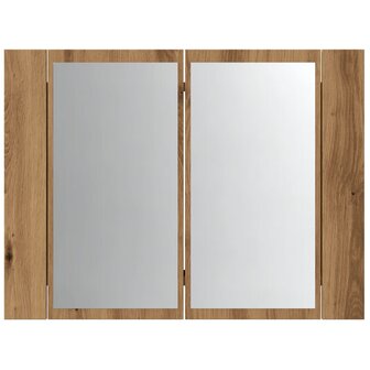 Spiegelkast LED 60x12x45 cm bewerkt hout artisanaal eikenkleur 7