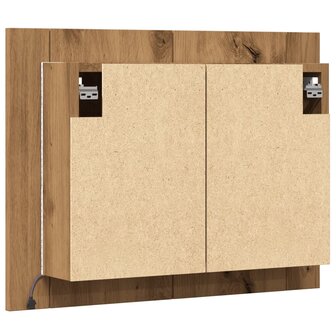 Spiegelkast LED 60x12x45 cm bewerkt hout artisanaal eikenkleur 9