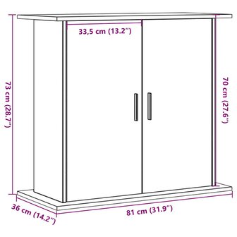 Aquariumstandaard 81x36x73 cm bewerkt hout oud houtkleurig 10