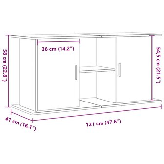 Aquariumstandaard 121x41x58 cm bewerkt hout artisanaal eiken 10