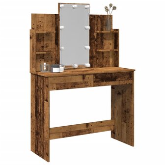 Kaptafel met LED-verlichting 96x40x142 cm oud houtkleurig 1
