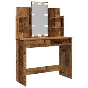 Kaptafel met LED-verlichting 96x40x142 cm oud houtkleurig 2