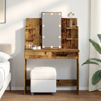 Kaptafel met LED-verlichting 96x40x142 cm oud houtkleurig 3