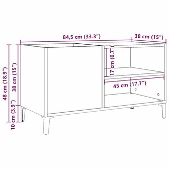 Platenkast 84,5x38x48 cm bewerkt hout artisanaal eikenkleur 10