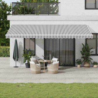 Luifel automatisch uittrekbaar 600x300 cm antracietkleur en wit 1