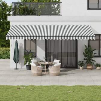 Luifel automatisch uittrekbaar 600x300 cm antracietkleur en wit 1